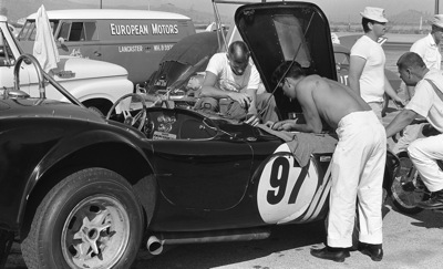 Dave MacDonald races the Cobra at Pomona Raceway in 1963